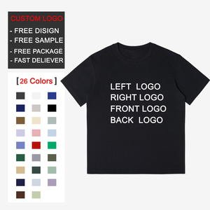 <span class=keywords><strong>T</strong></span>-Shirt Personalizzata 100% Cotone 230gsm Pesante Lavorata a Maglia Stampata Casual da Uomo con Logo Personalizzato Vestibilità Regolare - Product Image 1