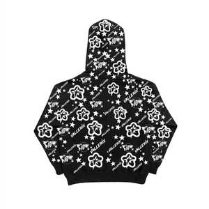 Sudadera con capucha gráfica negra para hombre, ropa de calle, chaqueta estampada a la moda con cremallera, sudadera informal cálida, traje de invierno a la moda - Product Image 2