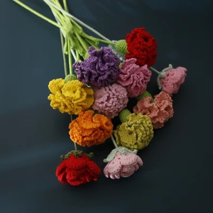 Bouquets de fleurs tissés à la main avec des œillets au crochet et des produits artificiels, exquises créations pour la Fête des Mères - Product Image 3