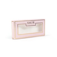 Boîte d'emballage de cils en carton rose personnalisé Impression de logo de gaufrage de stratification mate brillante pour boîte de dossiers de cils cosmétiques