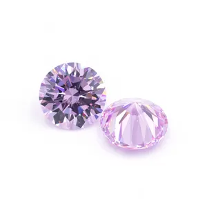 Redleaf Gems zircon round brilliant cut diamond L pink loose cubic zirconia gemstone CZ stone