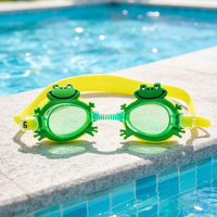 Lunettes de natation pour enfants en forme de grenouille, anti-buée, protection UV, verres en PC avec sangle jaune réglable