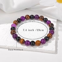 Bracelet élastique unisexe en œil de tigre naturel et améthyste, perles, simple, pour couple, vente chaude