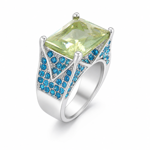 Anello con pietra blu quadrata, design personalizzato e accessori alla moda per l'uso quotidiano - Product Image 1