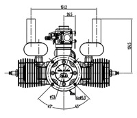 Moteur à essence à deux temps à double cylindre GTT70EFI 70cc avec démarrage électrique pour avion modèle réduit fabriqué en Chine