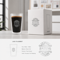 Gobelet à café en verre borosilicate à double paroi fait main, verre transparent, tasse à thé au lait