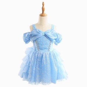 Vestido de Ballet Tutú de Poliéster con Lentejuelas Azules para Niñas, Disfraz de Actuación Infantil con Estampado Brillante para Fiestas - Product Image 4