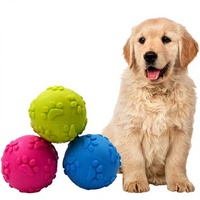 Balle flottante élastique TPR pour chien, couineuse, interactive, pour jeu aquatique extérieur, nettoyage des dents, entraînement, exercice, motif patte pour animaux de compagnie