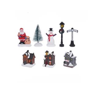 Ensemble de 10 maisons de Noël avec éclairage LED/Santa/Bonhomme de neige/Arbre/Lampadaire - Product Image 1