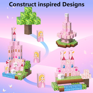 Bloques de Construcción Magnéticos de Plástico, Juego de 100 Piezas de Edificios Modernos para Niñas de 5 a 7 Años, <span class=keywords><strong>Castillo</strong></span> Rosa, Juguete Educativo - Product Image 4