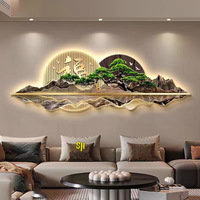 Lukisan Lanskap Kristal Porselen Grosir Tanpa Bingkai Lampu LED Cahaya Putih Hangat Dinding Latar Sofa Mewah Kantor