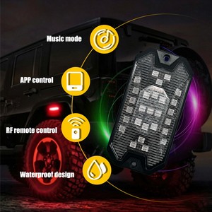 12 lampes LED RGB pour éclairage de dessous de caisse, étanches, pour voiture et camion, 12V 24V, avec télécommande, éclairage d'ambiance - Product Image 2