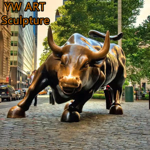 Gran tamaño famoso fundido amarillo dorado bolos verde New York Bull bronce Wall Street bronce latón Metal estatua de toro - Product Image 3