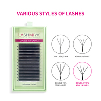 Extensions de cils croisés faites à la main de haute qualité, épaisseur 0.07, courbure C/D, en PBT coréen, faciles à éventail, EYELEGANCE 8DW 12 rangées