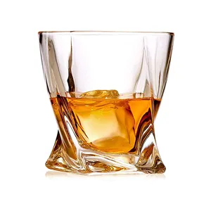 定制雕刻印花钢化冷方形三角真水晶玻璃杯酒杯豪华威士忌玻璃杯