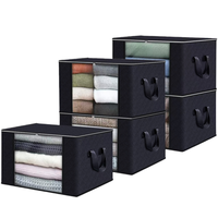 Sac de rangement robuste pour vêtements avec poignées solides, fermeture éclair renforcée, empilable, grande fenêtre frontale, boîte de rangement pour déménagement, armoire