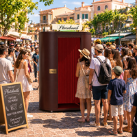 Photomaton vintage en bois avec appareil photo reflex pour les attractions touristiques, les parcs d'attractions, les musées, les centres commerciaux - Impression instantanée, usage commercial