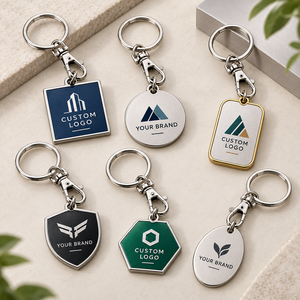 Llaveros Metálicos Personalizados con Logotipo Corporativo, Llaveros de Aleación de Zinc Cepillado con Cierre de Mosquetón - Product Image 1