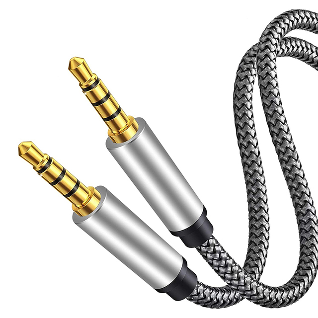 3.5MM 4Pole Headphone Audio Cable 3.5MM Male to Male 4-Pole Nylon Braided Stereo Jack Aux Audio Cable