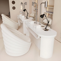 Table de Manucure Blanche de Luxe pour Salon – Ensemble Simple et Économique avec Chaise – Mobilier de Salon de Manucure Professionnel
