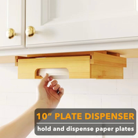 Nouveau Distributeur de Vaisselle Jetable Suspendu en Bambou et Bois de 9 Pouces pour Cuisine, Support de Rangement pour Assiettes à Gâteau, Meuble en Bois Massif