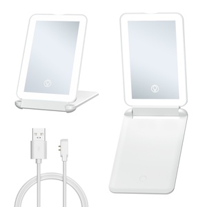 Petit miroir de maquillage à LED intelligent, tactile, portable, pour salon de beauté, avec lumières LED, rechargeable par USB - Product Image 1