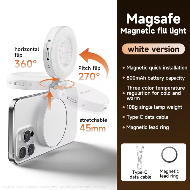 Portable Mini 360 Rotation Adjustable Light Mobile Phone Mirror Magnetic Pocket Light Selfies for Live Streaming