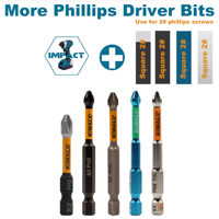 Série de couleurs bleues, embout de visseuse à chocs à couple élevé, haute résistance HRC, acier S2, tête Phillips, qualité industrielle, bricolage, 10 pièces, 58 mm, OEM