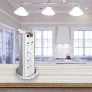 Tomacorriente Automático Oculto <span class=keywords><strong>para</strong></span> Encimera de Cocina, Estación de Carga Inalámbrica Emergente con 3 <span class=keywords><strong>Enchufes</strong></span> de CA Estadounidenses y 2 Puertos USB - Product Image 3
