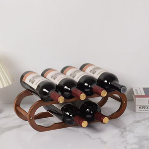 Portabottiglie e Porta Calici Impilabile in Legno di Acacia a 2 Livelli, Espositore da Tavolo per Vino e Champagne - Product Image 6