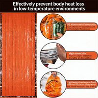 Sac de survie d'urgence imperméable orange, sac de couchage thermique en Mylar pour adultes