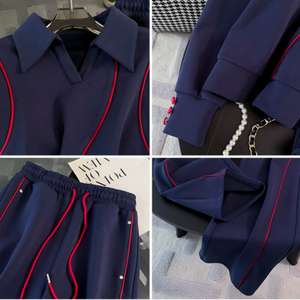 Tute sportive da <span class=keywords><strong>donna</strong></span> Polo a maniche lunghe e pantaloni lunghi vestiti a maglia Outdoor <span class=keywords><strong>abbigliamento</strong></span> <span class=keywords><strong>giovanile</strong></span> produttori di <span class=keywords><strong>abbigliamento</strong></span> - Product Image 3