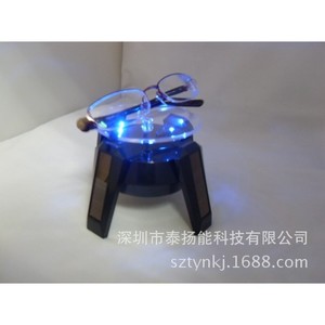 Solar Powered <b>Rotating</b> <b>Display</b> <b>Stand</b> XRF 007 For Eyewear Jewelry With Blue Led Light Abs Material Eco Friendly Lightweight - Product Image 3