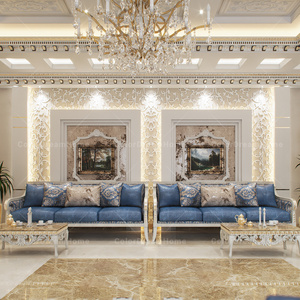 ชุดโซฟาไม้หรูหราหรูหราในห้องนั่งเล่นสไตล์อาหรับ - Product Image 3