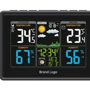 สถานีอากาศสี 2024 จอแสดงผล LCD 433 Mhz เครื่องวัดอุณหภูมิความชื้นสถานีอากาศภายในบ้านไร้สาย