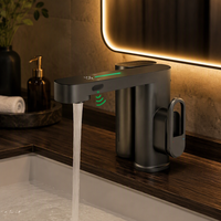 Robinet de cuisine monotrou sans contact en laiton, design moderne, à poser sur comptoir, avec distributeur de savon, finition brossée, garantie 5 ans