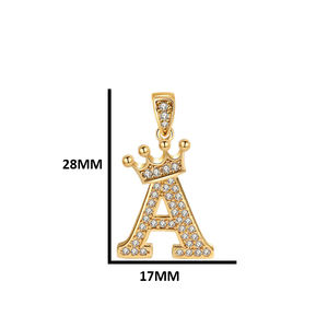 Ciondolo a Forma di Corona con Lettere, 26 Lettere, Pendente alla Moda in Rame con Zirconia Cubica Placcato Oro per Creazione di Gioielli Fai-da-Te - Product Image 2