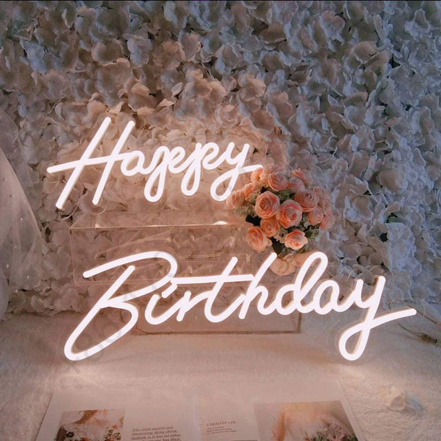 Manufacturers Acrylic Silicone Letters Custom Made Neon Light Sign Happy Birthday Night Light LED Neon Signs