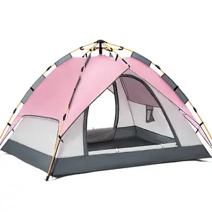 Custom Roze Luxe Hotel Tent Één Slaapkamer Zomer Canvas Tent Voor Camping Gemaakt Van Duurzaam Nylon Stof