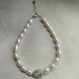 Pulsera de Perlas de Agua Dulce de Alta Calidad, Forma de Arroz, Sin Semillas, de 5-6 mm, con Cierre de Plata S925, Jade, Calabaza, Luz Intensa, Casi Impecable - Product Image 4