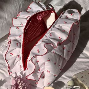 Sac de Maquillage en Dentelle Florale avec Fermeture Éclair, Doux, Magnifique, Moderne, Élégant, Coloré, Grande Capacité, pour Femme - Product Image 4