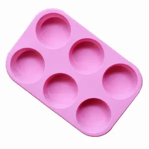 Khuôn Bánh Silicone Tròn 6 Khoang Silicone Muffin Cup Bánh Mì Xà Phòng Lạnh Làm Khuôn