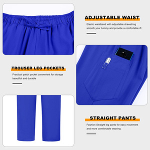 Women V-Neck Scrub Set Moisture Wicking Solid Color Hospital Uniforms Split Set Woven Fabric Comfortable Nurse Wear - Product Image 4