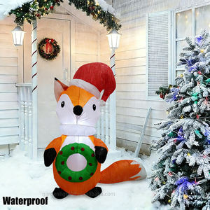 Decoraciones Inflables Navideñas Iluminadas para Interiores y Exteriores, Zorro de 4 Pies con Corona Navideña para Decoración de Jardín, Césped, Hogar y Fiestas - Product Image 4