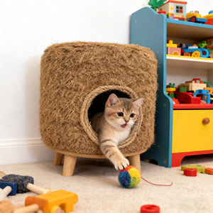 Casa para Gatos de Madera LM, Cama Elevada para Gatos, Cama Pequeña Hecha a Mano para Gatos, <span class=keywords><strong>Cueva</strong></span>, Muebles Cómodos para Mascotas, Casa Natural para Mascotas - Product Image 1