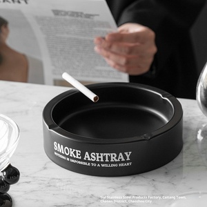 Cendrier de table épaissi rond en acier inoxydable <span class=keywords><strong>Shiru</strong></span> moderne pour restaurant domestique, hôtel, usage extérieur - Product Image 1