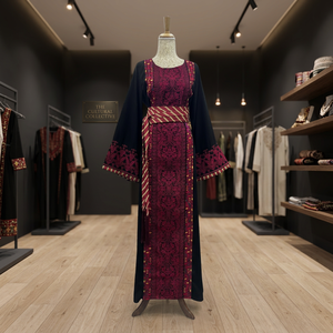 Robe droite traditionnelle marocaine en satin de qualité supérieure, respirante, luxueuse, vintage, ornée de cristaux, modeste - Product Image 2