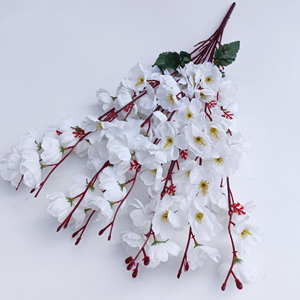 L en gros 7/9 fourchettes soie artificielle pêche arrangement floral mariage fond décoration faux pêche fleurs fleurs - Product Image 2