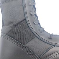 Bottes tactiques en cuir véritable noir jungle avec logo personnalisé, bottes de combat pour hommes