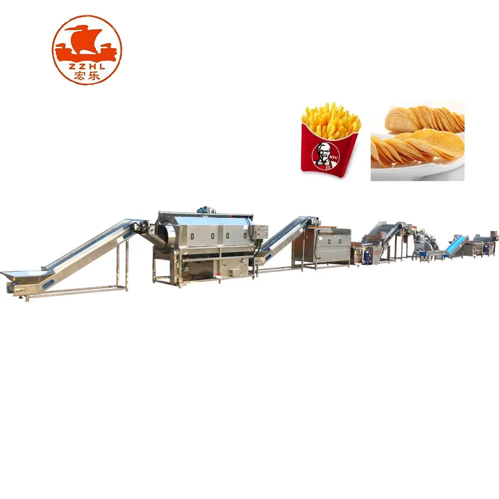 Kartoffel Pommes Frites Schneiden Braten Herstellung Produktions linie Elektrische gebratene Snack Wegerich Chips Frittier maschine Fritte use